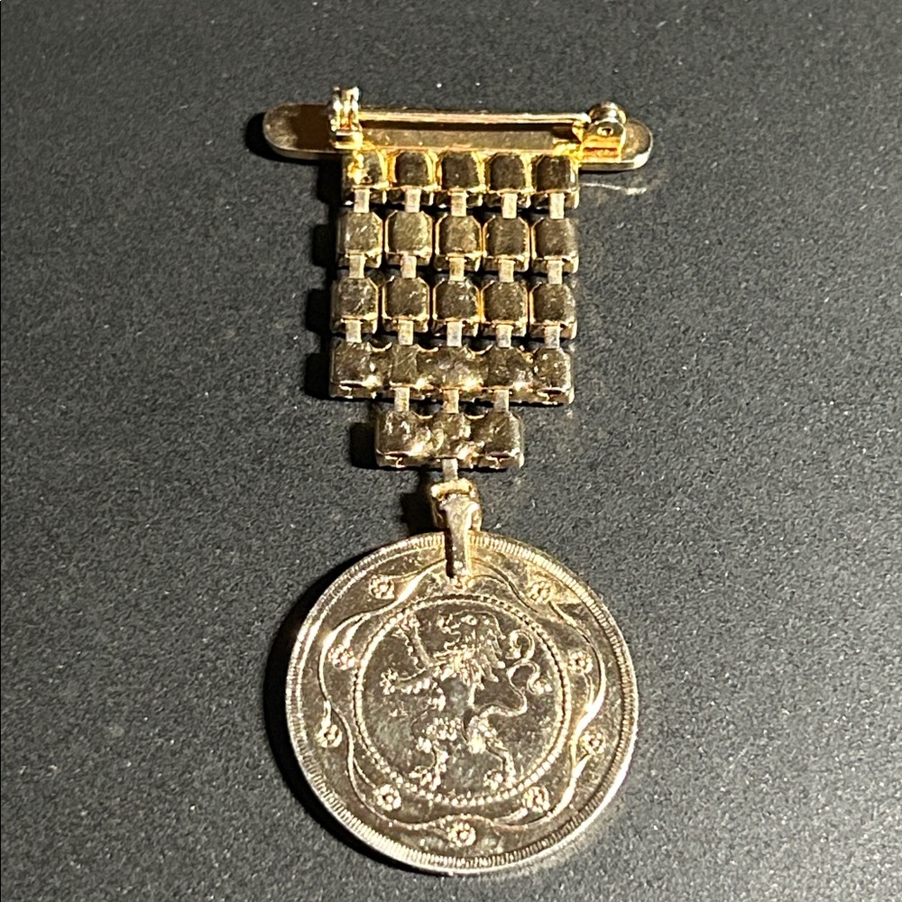 Napoleon Coin Rhinestones Brooch - Picture 3 of 4